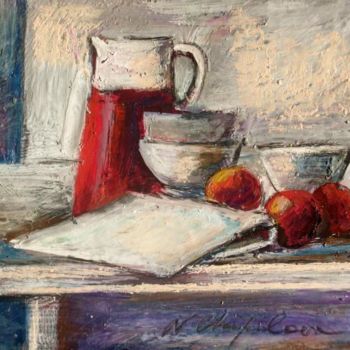 Pintura intitulada "Cruche, pommes et b…" por Atelier N N . Art Store By Nat, Obras de arte originais, Acrílico
