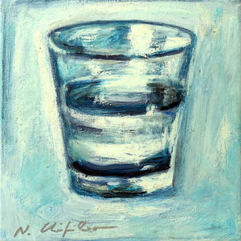 Schilderij getiteld "Verre d'eau 70" door Atelier N N . Art Store By Nat, Origineel Kunstwerk, Olie