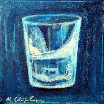 Painting titled "Verre d'eau 99" by Nathalia Chipilova, Original Artwork, Oil