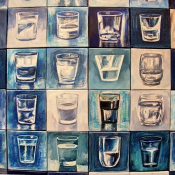 Painting titled "Verres, détail" by Atelier N N . Art Store By Nat, Original Artwork, Acrylic