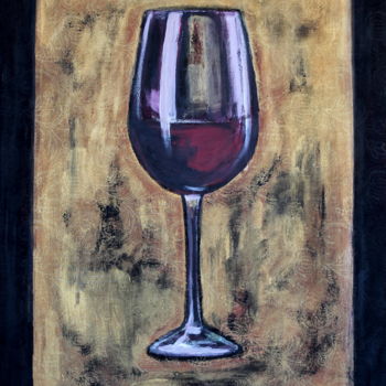 Painting titled "Verre de vin rouge 1" by Atelier N N . Art Store By Nat, Original Artwork, Acrylic