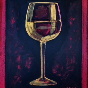 Painting titled "Verre de vin blanc" by Atelier N N . Art Store By Nat, Original Artwork, Acrylic
