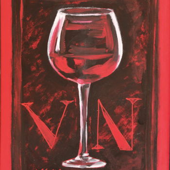 Painting titled "Verre de vin rouge" by Atelier N N . Art Store By Nat, Original Artwork, Acrylic