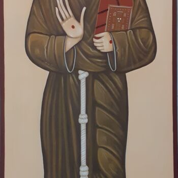 Malarstwo zatytułowany „Saint François d'As…” autorstwa Atelier Sancta Virgo Virginum, Oryginalna praca, Tempera