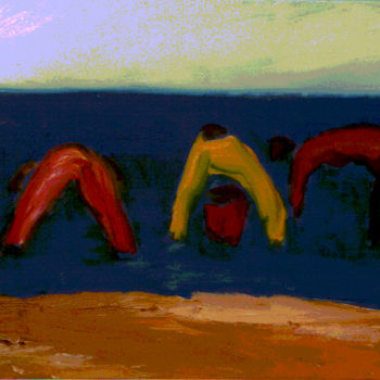 Peinture intitulée "trois-pecheurs-de-c…" par Jean Bernard Billard, Œuvre d'art originale