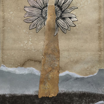 Collagen mit dem Titel "Totem flower" von Atelier Taori, Original-Kunstwerk, Collagen