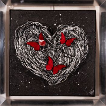 Malerei mit dem Titel "Coeur d'Amour" von Tess, Original-Kunstwerk, Acryl Auf Plexiglas montiert