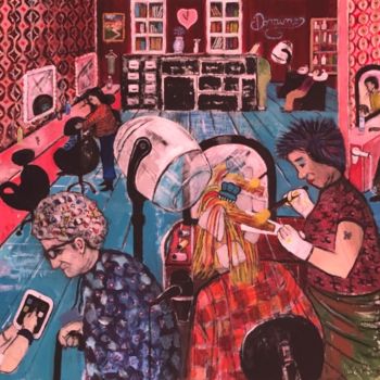 Peinture intitulée "Coiffure de salon" par Philippe Kaïkdjian, Œuvre d'art originale, Acrylique