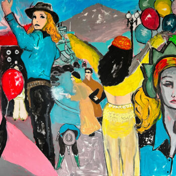 Schilderij getiteld "Peggy "Gun" Starr" door Philippe Kaïkdjian, Origineel Kunstwerk, Acryl