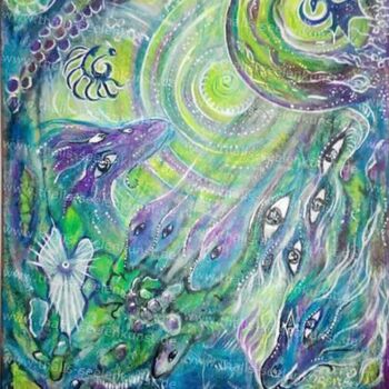 Malerei mit dem Titel ""Drachen Unterwasse…" von Athalia Emich, Original-Kunstwerk