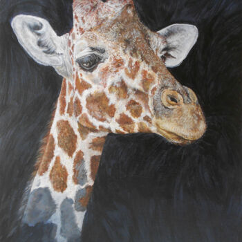 Картина под названием "Giraffe/ Watching t…" - Athanasia Karatza, Подлинное произведение искусства, Акрил