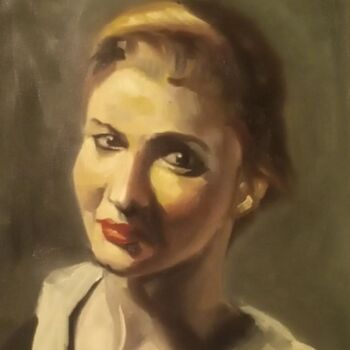 Pintura intitulada "Portrait woman" por Athanasios Ksagaras, Obras de arte originais, Óleo
