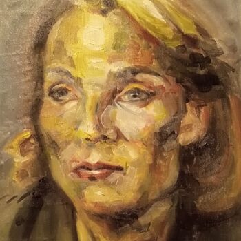 Painting titled "Portrait women 42" by Athanasios Ksagaras, Original Artwork, Oil