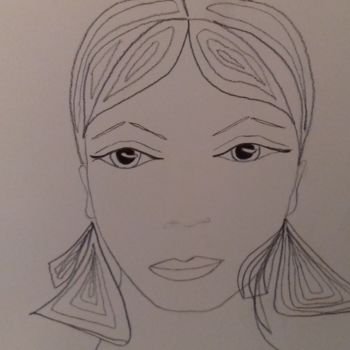 Drawing titled "la petite parisienne" by Athena, Original Artwork, Charcoal