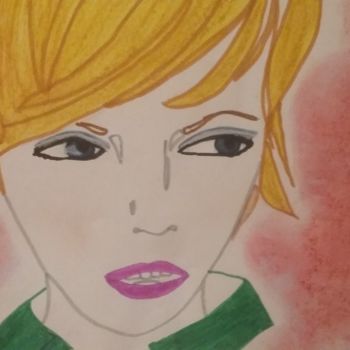 Rysunek zatytułowany „jeune femme blonde” autorstwa Athena, Oryginalna praca, Pastel