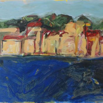 Painting titled "Port-Vendres bleu" by Tina Kambani, Original Artwork, Acrylic