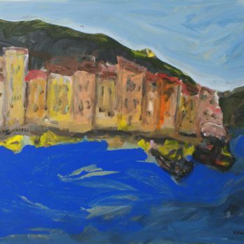 Painting titled "Port-Vendres moving" by Tina Kambani, Original Artwork, Acrylic
