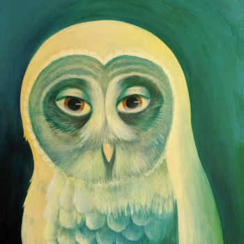 Malarstwo zatytułowany „Don't you owl me "B…” autorstwa Ati Van Twillert, Oryginalna praca, Akryl Zamontowany na Drewniana r…