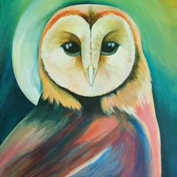 Painting titled "Don't you owl me "B…" by Ati Van Twillert, Original Artwork, Acrylic Mounted on Wood Stretcher frame