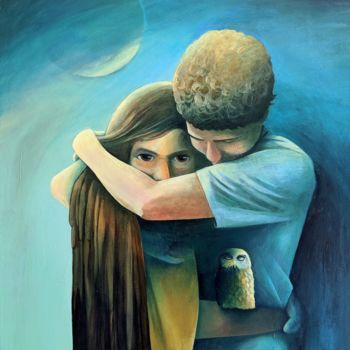 Painting titled "Embrace your loved…" by Ati Van Twillert, Original Artwork, Acrylic Mounted on Wood Stretcher frame