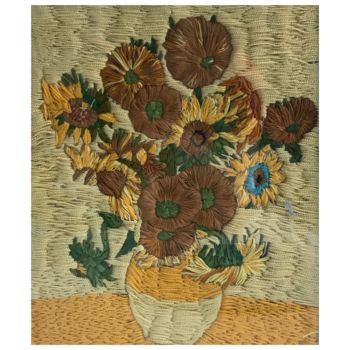 Art textile intitulée "Van Gogh 'Sunflower…" par Atolyemakastar59, Œuvre d'art originale, Fil