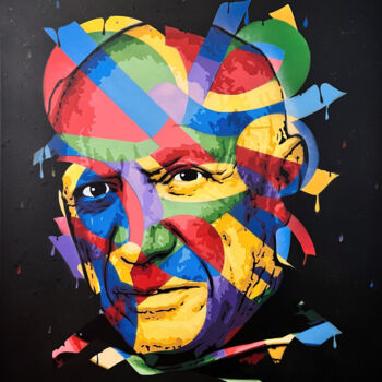 Pittura intitolato "Portrait de Picasso" da Atom, Opera d'arte originale, Spray