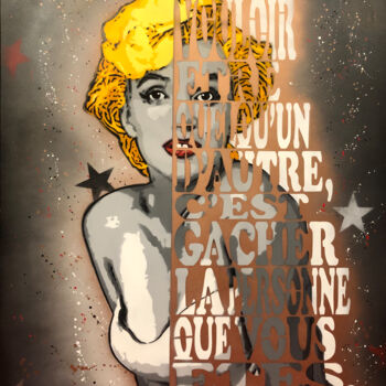 Pintura intitulada "Marilyn Monroe" por Atom, Obras de arte originais, Tinta spray