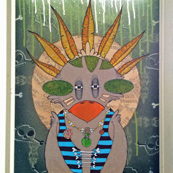 Malerei mit dem Titel "Indian Vaudoo Shama…" von Michaeldelmas, Original-Kunstwerk