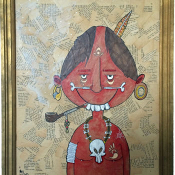 Malerei mit dem Titel "Red Funny Indian Ca…" von Michaeldelmas, Original-Kunstwerk