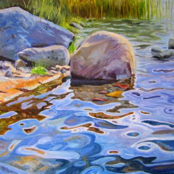 Картина под названием "Камни у берега" - Ara Avetisyan, Подлинное произведение искусства, Масло Установлен на Деревянная рам…