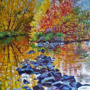 Картина под названием "Autumn miracle." - Ara Avetisyan, Подлинное произведение искусства, Масло Установлен на Деревянная ра…