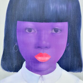 Картина под названием "Purple Woman" - Attasit Pokpong, Подлинное произведение искусства, Акрил Установлен на Деревянная рам…
