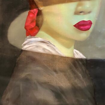 Pittura intitolato "Lady in Red" da Attasit Pokpong, Opera d'arte originale, Acrilico