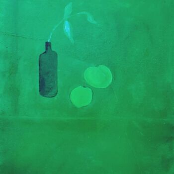 Pittura intitolato "bottle with lemons" da Attila Pohl, Opera d'arte originale, Olio