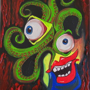 Painting titled "Octopus Symphony" by Attila Papp-Ragany, Original Artwork, Oil