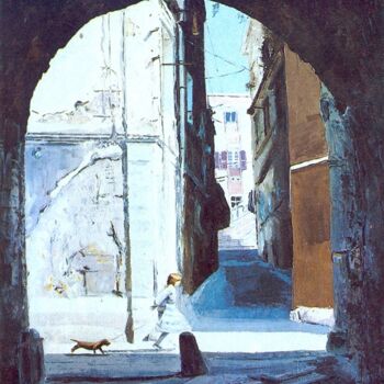 Painting titled "Portico di Castello" by Attilio Frau, Original Artwork, Oil
