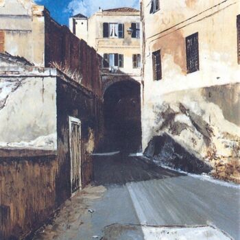 Painting titled "Via S. Croce" by Attilio Frau, Original Artwork, Oil