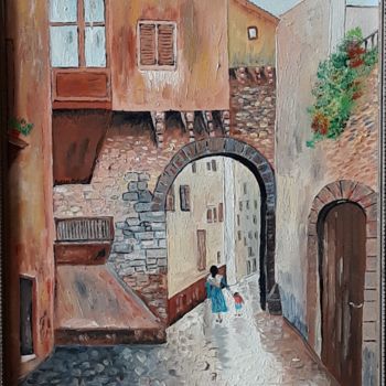 Painting titled "Un soir de pluie" by Beppe, Original Artwork, Oil