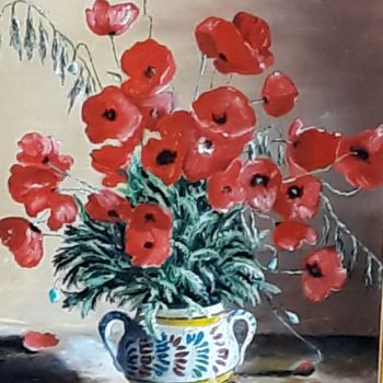 Painting titled "Coquelicot" by Beppe, Original Artwork, Oil