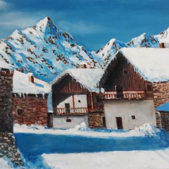 Painting titled "Alpage matinal" by Beppe, Original Artwork, Oil