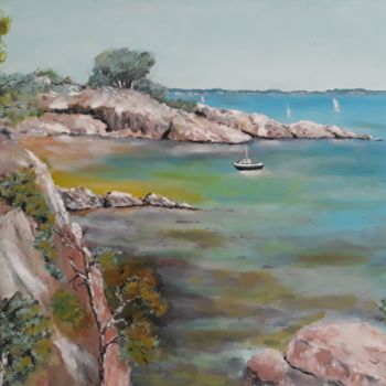 Painting titled "Calanque" by Beppe, Original Artwork, Oil
