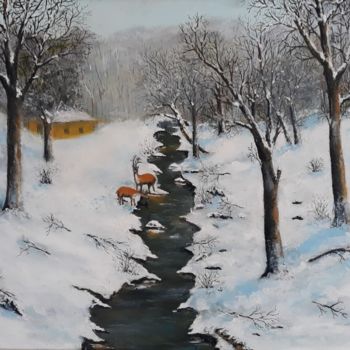 Painting titled "Gibier a la source" by Beppe, Original Artwork, Oil
