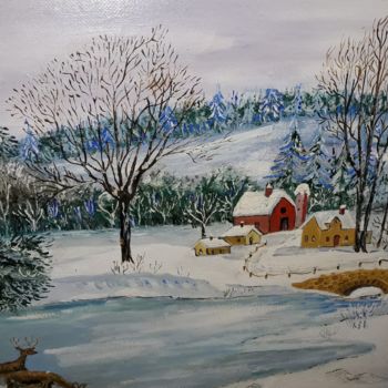 Pintura intitulada "Promenade hivernale" por Beppe, Obras de arte originais, Óleo