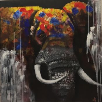 Painting titled "Urban Loxodonta" by Audrey Herrmann, Original Artwork, Acrylic