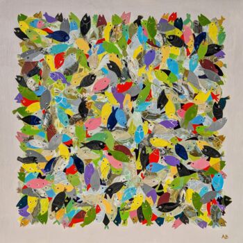 绘画 标题为“Grand carré de pois…” 由Aude Billerot, 原创艺术品, 丙烯