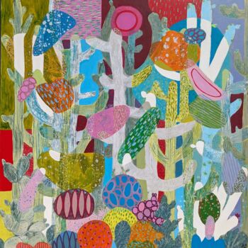 "Cactus fantastiques" başlıklı Tablo Aude Billerot tarafından, Orijinal sanat, Akrilik