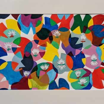 Dessin intitulée "Bouquet de nénuphar…" par Aude Billerot, Œuvre d'art originale, Aquarelle