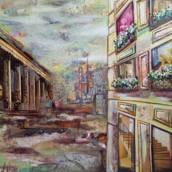 Painting titled "Bourse, Paris" by Aude Charrière, Original Artwork, Acrylic