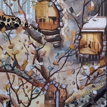 Peinture intitulée "L'arbre doré" par Aude Charrière, Œuvre d'art originale, Acrylique