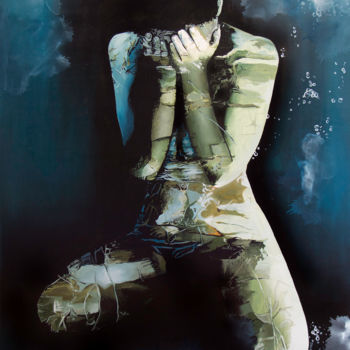Schilderij getiteld "Eclat d'eau 2" door Aude Ibanez, Origineel Kunstwerk, Olie